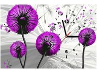 60CM 40CM ZEGAR OBRAZ DMUCHAWCE FIOLECIE DRUK PŁÓTNO RAMA