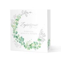 Zaproszenia na Komunię Eukaliptus srebrny, 10 szt.