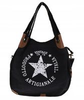 Torebka damska duża pojemna worek na ramię shopper listonoszka z208 Czarna