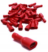 KONEKTOR IZOLOWANY PEŁNY ŻEŃSKI RED 6,4mm 100 SZTUK