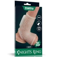 vibrating drip knights ring with scrotum sleeve (white)