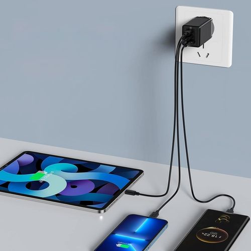 BASEUS SZYBKA ŁADOWARKA SIECIOWA USB 2x USB-C MOCNY ZASILACZ 65W PD QC GaN5 na Arena.pl