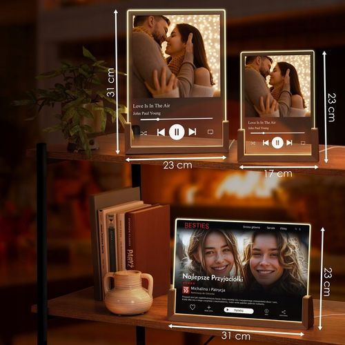 Ramka Zdjęcie na Szkle Lampka Nocna LED 3D XL Piosenka Spotify Walentynki na Arena.pl