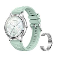 smart watch colmi l28 (srebrno-zielony + srebrny pasek stalowy)