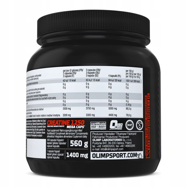 Olimp CREATINE 1250 400k MC KREATYNA MONOHYDRAT zdjęcie 2