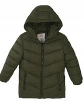 Kurtka zimowa z kapturem khaki dla chłopca 80/86