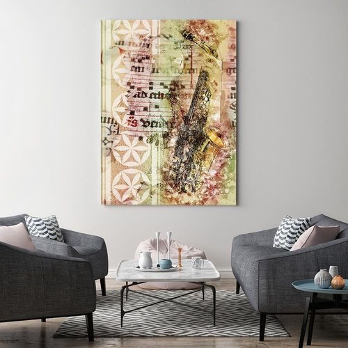 Obraz na płótnie - Canvas, Kobieta z saksofonem abstrakcja retro 40x60 na Arena.pl