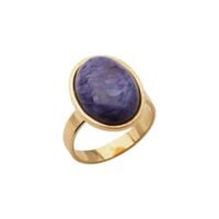 Pierścionek regulowany z Czaroitem w srebrze podwójnie złoconym 16 (Średnica wewnętrzna 17,67 mm) +/- 2 rozmiary regulacji