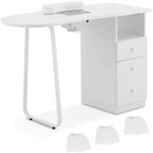 biurko kosmetyczne do manicure z pochłaniaczem pyłu 120 x 45 cm - białe