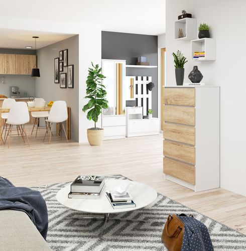 KOMODA K 60 cm 5 SZUFLAD BIAŁA / SONOMA na Arena.pl