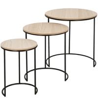 Stolik kawowy loft, metalowy industrialny zestaw 3 szt. drewniane