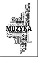 90 60CM OBRAZ NAPIS ...MUZYKA DRUK PŁÓTNO RAMA