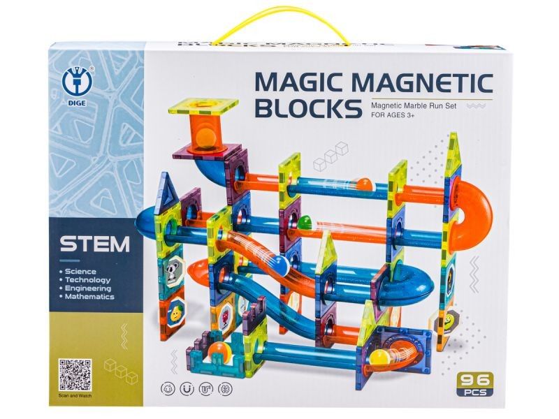 Klocki Magnetyczne, Tor Kulkowy Dla Kulek 96 Elementów Kulodrom zdjęcie 2