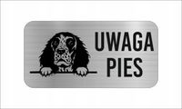 GRAWER Tabliczka nierdzewna 20x10 cm UWAGA PIES Springer spaniel angielski