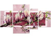 70CM 120CM OBRAZ 4 ELEM SŁODYCZ MAGNOLII PUDROWYM RÓŻU ŚCIENNY