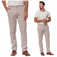 SPODNIE MĘSKIE Eleganckie Beżowe Chinosy Nogawka Prosta Modne MORAJ r.31