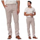 SPODNIE MĘSKIE Eleganckie Beżowe Chinosy Nogawka Prosta Modne MORAJ r.31