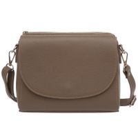 VERA PELLE torebka skórzana listonoszka 3 komorowa z paskiem V020 c.taupe