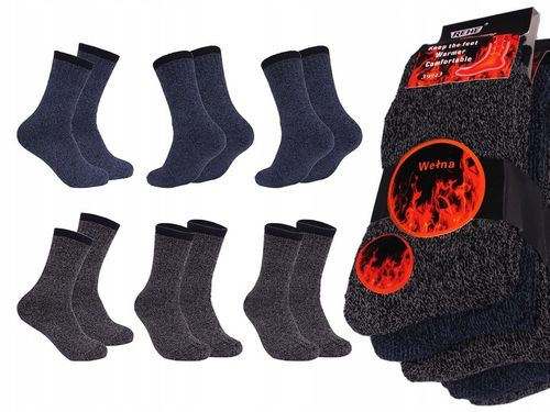 6 x CIEPŁE SKARPETY męskie TERMO GRUBE Wełniane Skarpetki na ZIMĘ ~ 39-43 ~ na Arena.pl