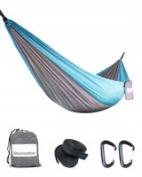 HAMAK ULTRALEKKI NA DWÓR Z JEDWABIU SPADOCHRONOWEGO 285x160 cm NIEBIESKI