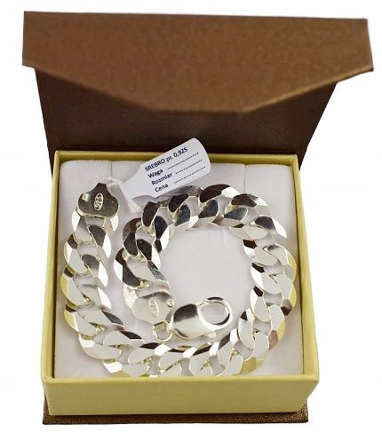 Srebrna Bransoletka Męska Pancerka 1,20 cm Diamentowana 925 Grawer Gratis na Arena.pl