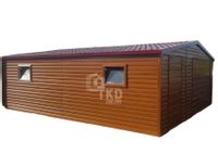 Garaż Blaszany 6x6  Brama - złoty dąb - 2x okno blachodachówka TKD139