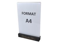 stojak na menu ulotkę plexi z drewnianą podstawką z grawerem A4 10szt