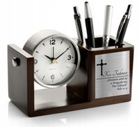 Zegarek biurkowy z organizerem GRAWEROWANY upominek DLA KSIĘDZA