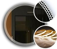 LUSTRO 120 cm LED OKRĄGŁE PODŚWIETLANE + WODOODPORNE LEDY COB 480 diod/m