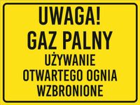 Znak Uwaga! Gaz palny grawer piktogram 20x15cm dużo wzorów