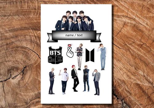 Wydruk cukrowy na tort A4 BTS napis DIY na Arena.pl