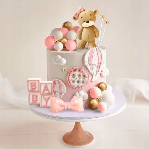 CALY Zestaw dekoracji na tort – MIS z różową kokardką + napis BABY ROCZEK na Arena.pl