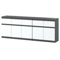 Komoda Do Salonu Pokoju Młodzieżowego Z 5 Szufladami 200cm Szara Biała Mat
