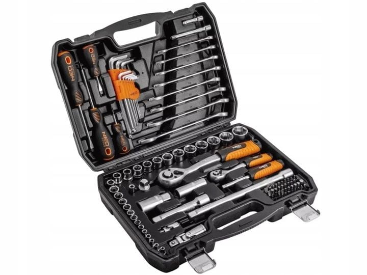 NEO Klucze nasadowe 1/4' 1/2' zestaw 100 szt. 10-206 TORX NASADKI WALIZKA zdjęcie 3