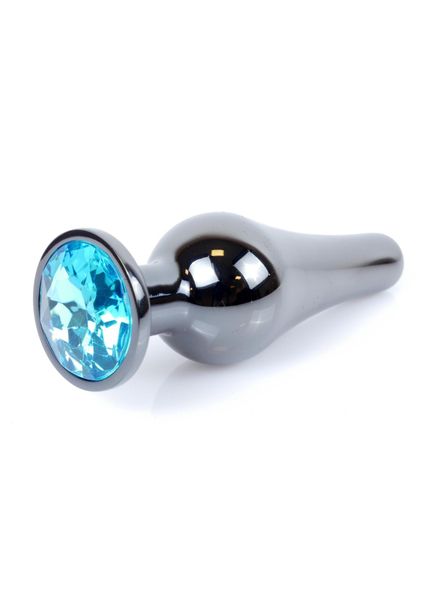 Plug-Jewellery Dark Silver Butt Plug- Light Blue zdjęcie 7