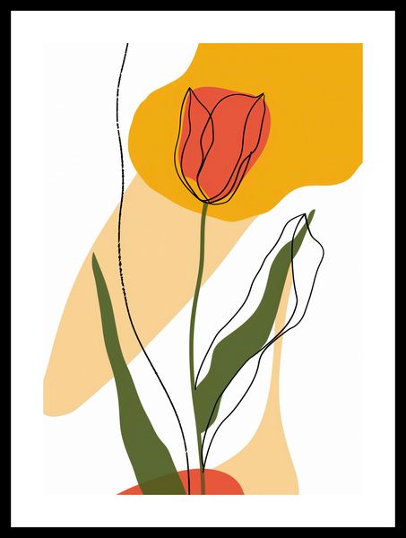Plakat 29,7x42cm Przerysowany Tulipan zdjęcie 3