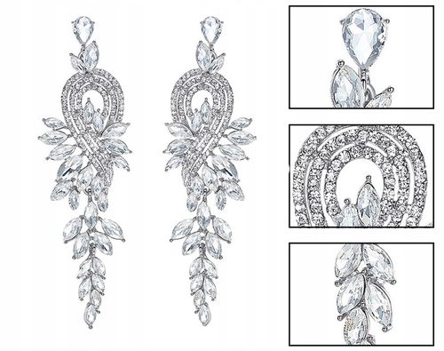 Srebrne Ozdobne Kolczyki Długie Kryształki Boho  P40 na Arena.pl