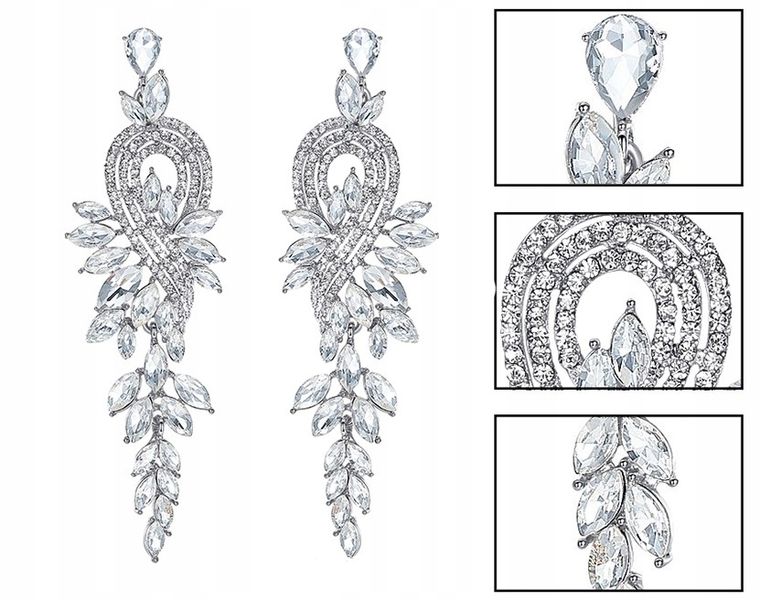 Srebrne Ozdobne Kolczyki Długie Kryształki Boho P40 zdjęcie 4