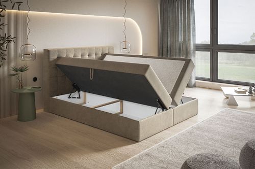 Kontynentalne łóżko tapicerowane Box II 180x200 pikowane wezgłowie na Arena.pl