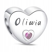 Zawieszka SREBRO 925 Charms Koralik Imię Oliwia Serce