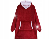 CIEPŁA BLUZA KOC OVERSIZE KOCBLUZA 2W1 CZERWONA FUTRZAK XXL KOCOBLUZA