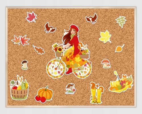 DEKORACJA JESIENNA DWUSTRONNA OKIENNA - PANI JESIEŃ NA ROWERZE (16 el.) na Arena.pl