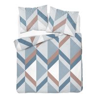 Pościel flanelowa 220x200cm. Flanela bawełniana gruba - niebieskie zygzaki