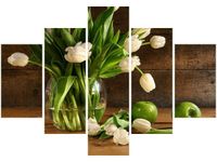 OBRAZ BUKIET JASNYCH TULIPANÓW KWIATY