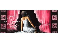 100X40CM ZEGAR PIĘKNA DZIEWCZYNA CZERWIENI OBRAZ