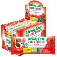 Zdrowe Lizaki dla Dzieci Mniam-Mniam Bez Cukru o Smaku Truskawkowym 40szt.