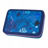 Piórnik dwukomorowy z wyposażeniem Coolpack Stitch kredki długopis linijka