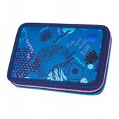 Piórnik dwukomorowy z wyposażeniem Coolpack Stitch kredki długopis linijka