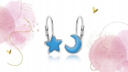 KOLCZYKI SREBRNE DLA DZIEWCZYNKI ŚWIECĄCE W CIEMNOŚCI GWIAZDKA KSIĘŻYC 925 na Arena.pl