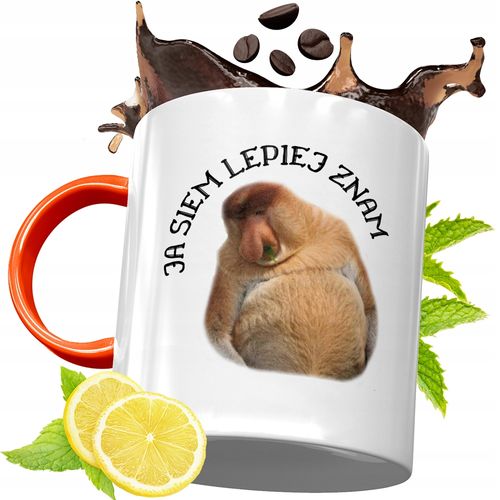 Kubek Pomarańczowy Śmieszny Janusz Nosacz Prezent Z Nadrukiem Ze Zdjęciem na Arena.pl